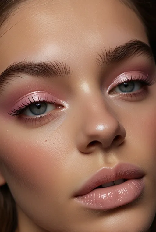 10. Shimmery Pink Eyeshadow with Glossy Lids