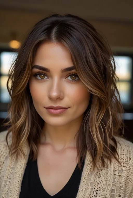 10. Textured Cut with Balayage Highlights