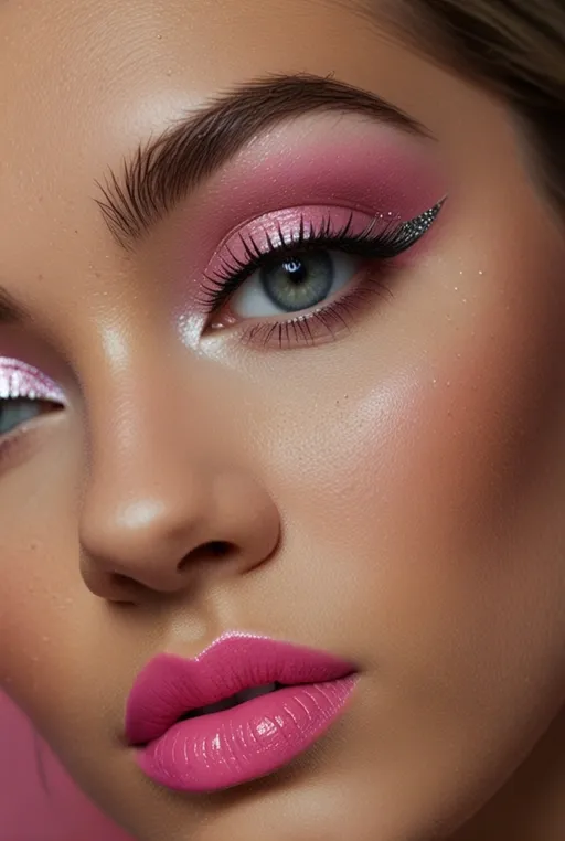 11. Pink and Silver Glitter Cut Crease