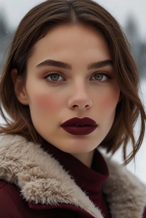 12. Deep Burgundy Lip with Light Eyeshadow