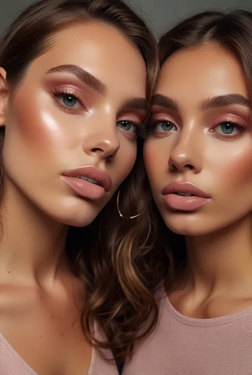 14. Soft Pink and Gold with Classic Red Lips