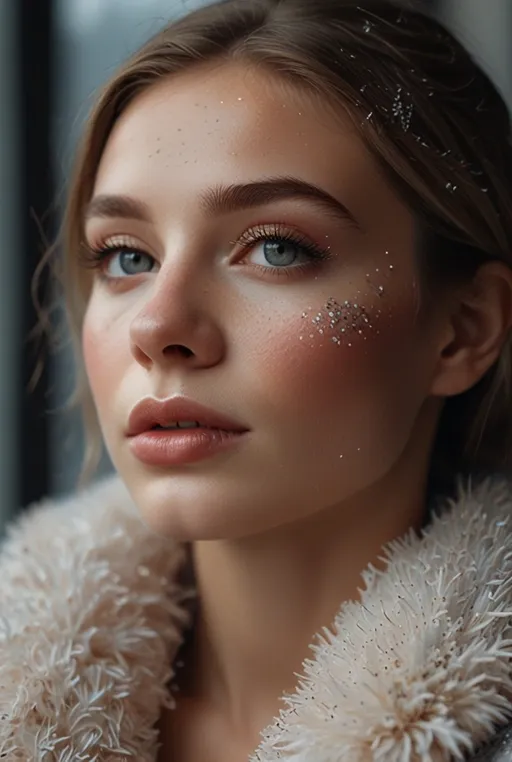 15. Sparkling Eye Makeup with Nude Lips