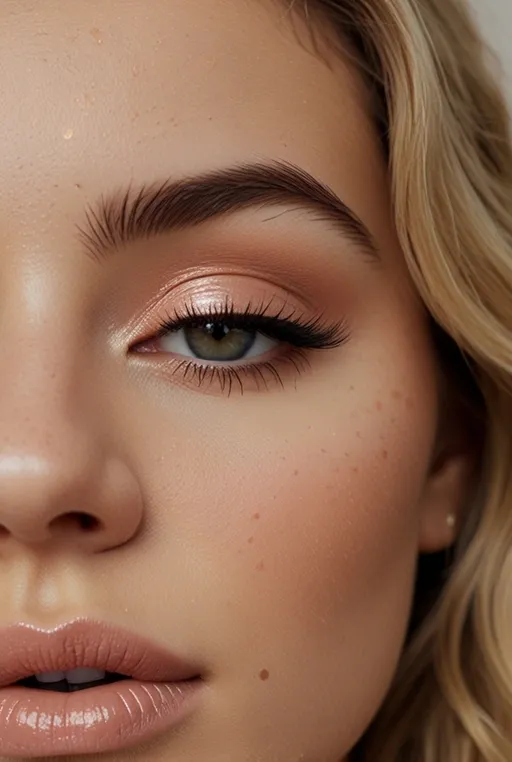 20. Bold Eyeliner with Soft Peach Glow