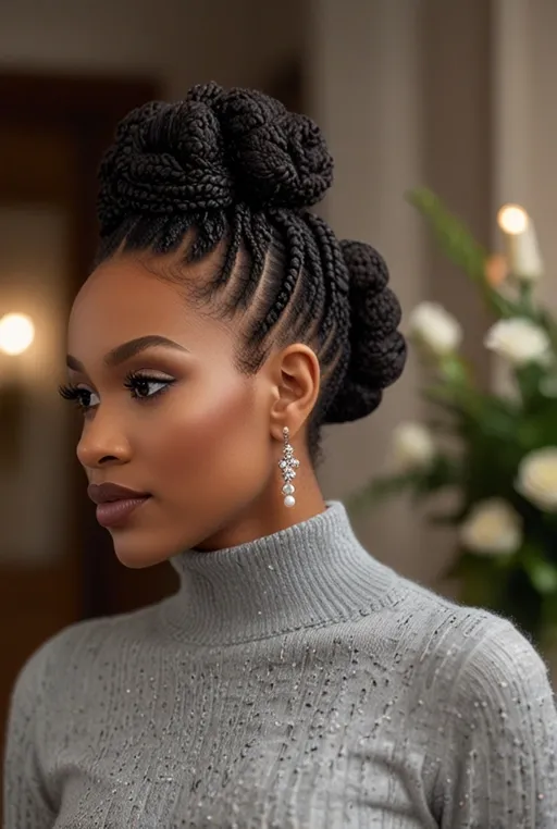 20. Flat Twist Updo With Accessories