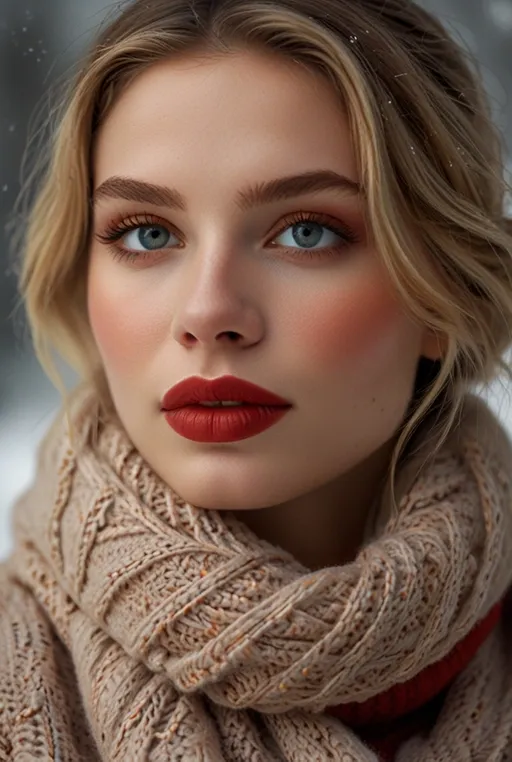 20. Soft Peachy Eyes with Classic Red Lip