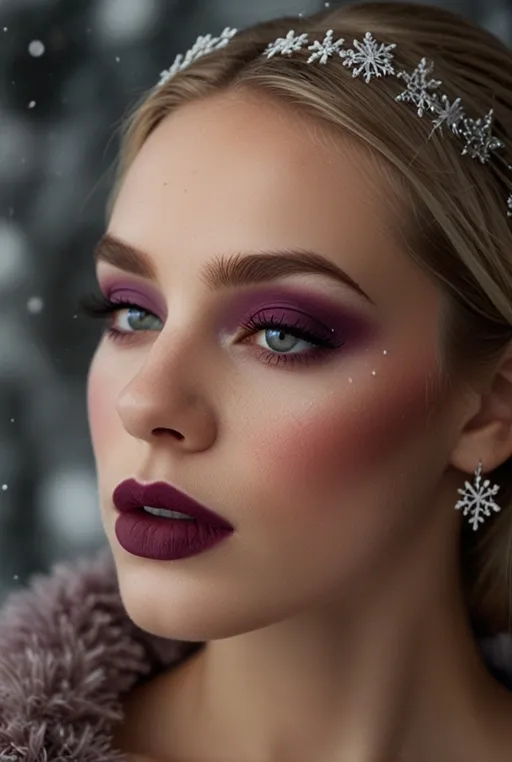 21. Wintery Plum Eyeshadow with Soft Nude Lip