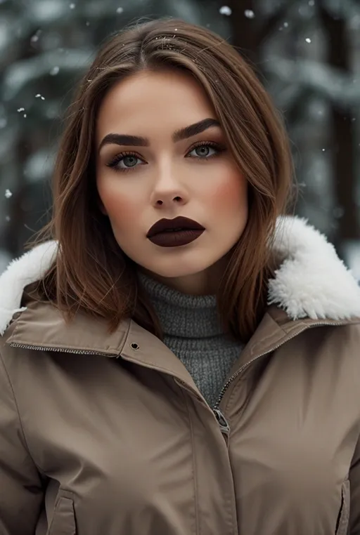 23. Deep Chocolate Brown Lip with Natural Eyes