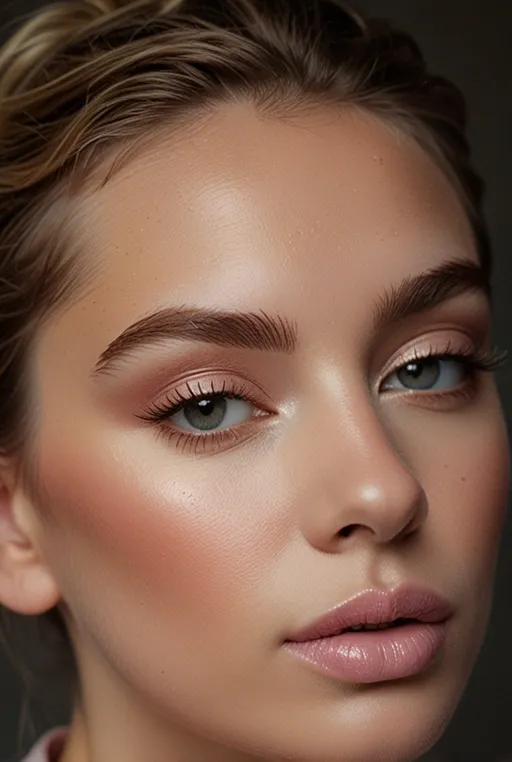 23. Subtle Shimmer Eyes with Rosy Lips