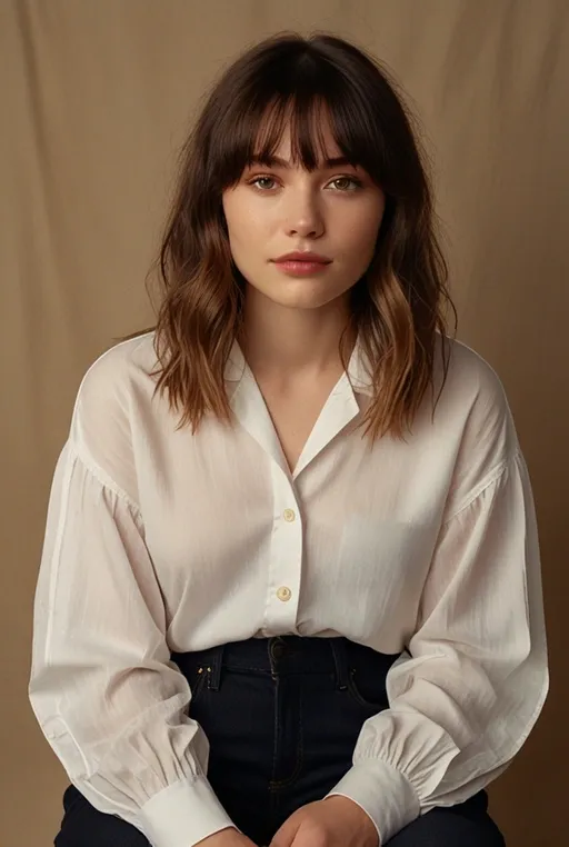 3. Textured Shoulder-Length Cut with Curtain Bangs