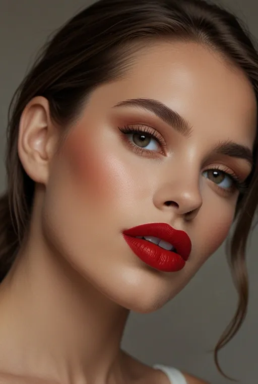 4. Classic Red Lips with Soft Eye Makeup