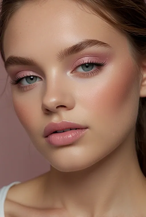 5. Subtle Pink Eyeshadow and Rosy Cheeks