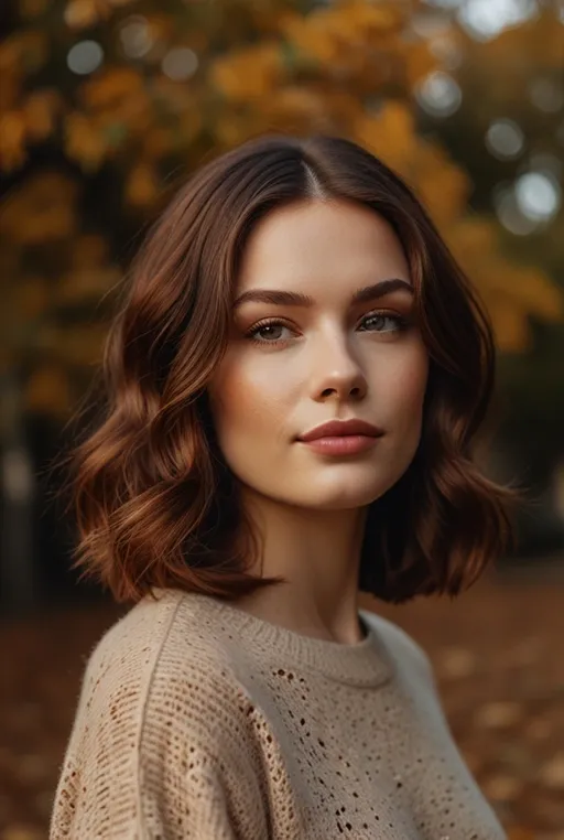 5. Wavy Lob with Auburn Highlights