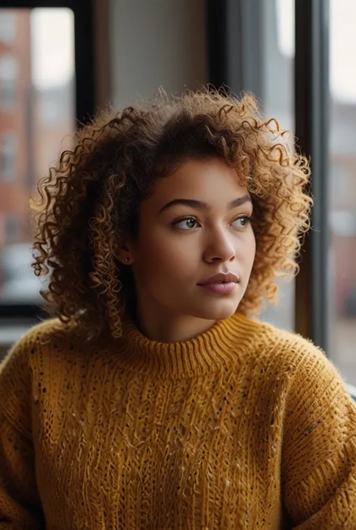 6. Half-Up, Half-Down With Kinky Curls
