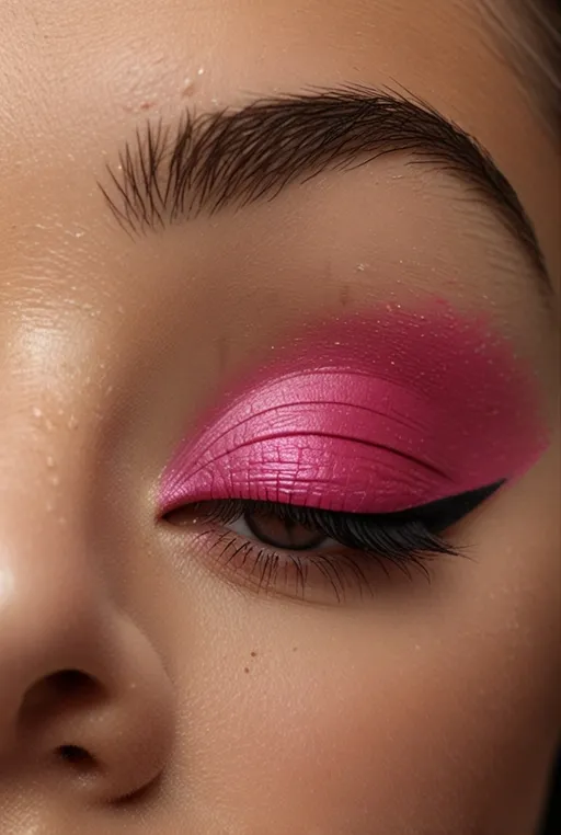 6. Hot Pink Eyeshadow with Bold Winged Liner