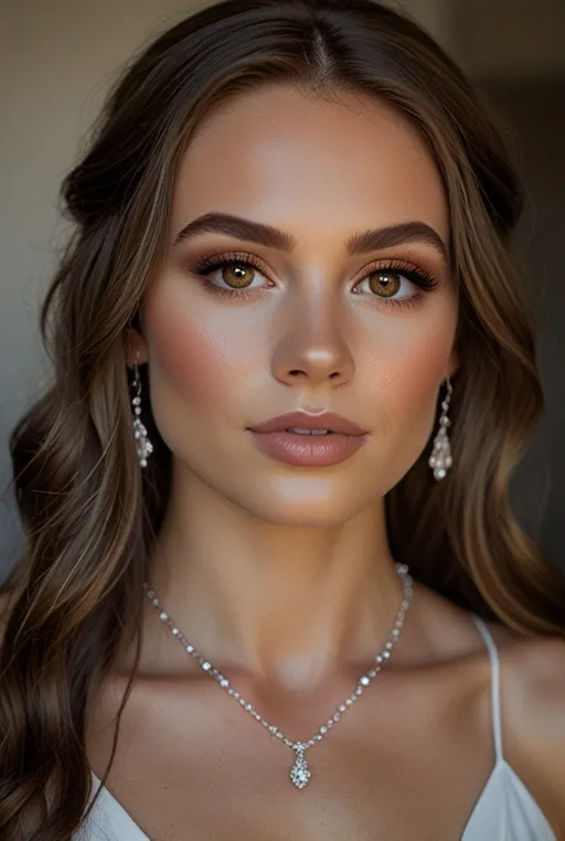 8. Elegant Soft Brown Eyes and Rosy Lips