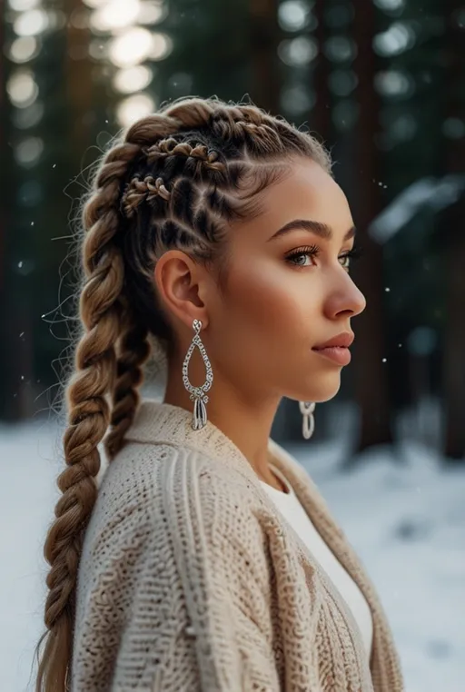 8. Side-Swept Cornrows With Spiral Curls