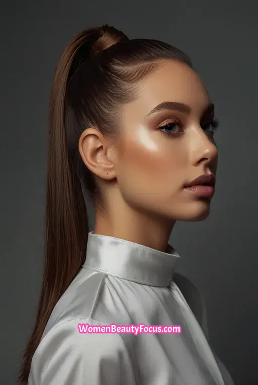 1. Sleek High Ponytail with Face-F