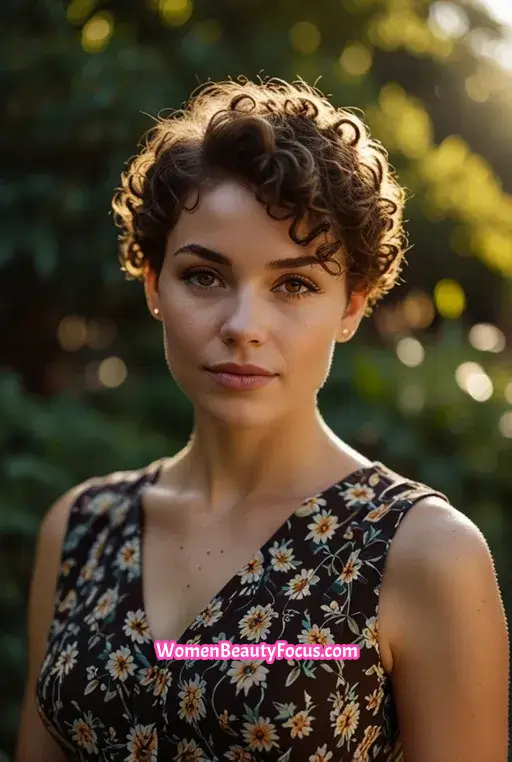 12. Curly Pixie with Subtle Highlights