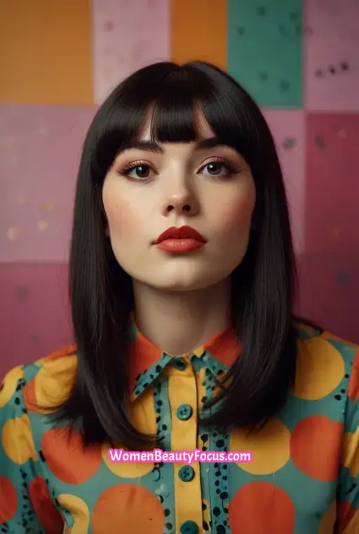 12. Medium-Length Hair With Bold Bangs