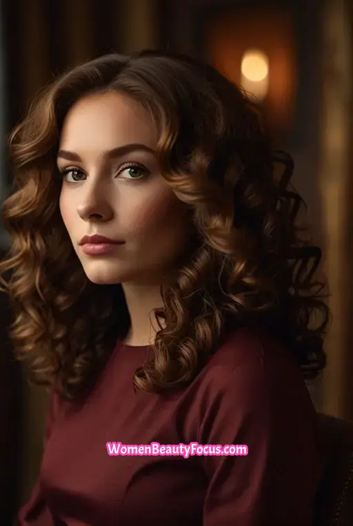 13. Voluminous Curls With Chestnut Undertones