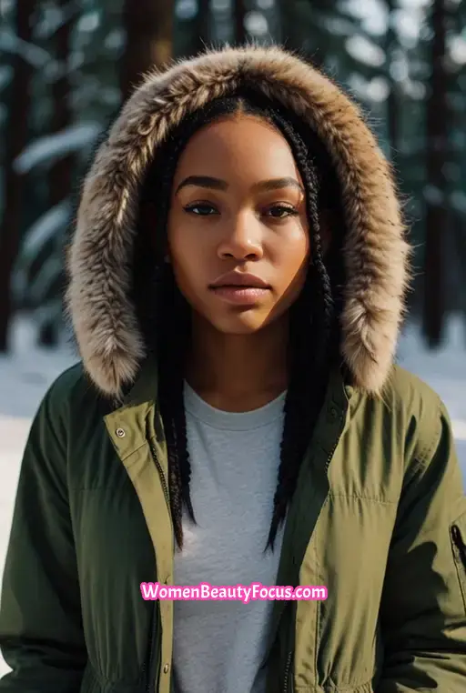 14. Jumbo Braids with a Fur-Lined Hood