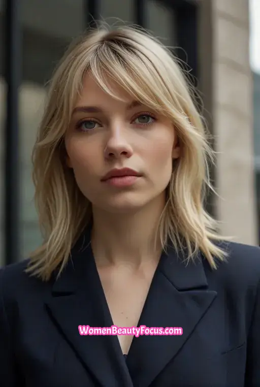 14. Layered Crop with Side-Swept Bangs