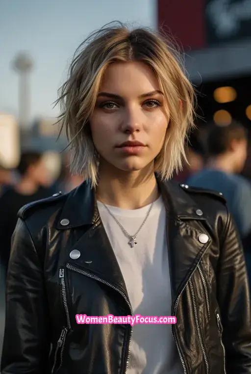 19. Choppy Bob with Platinum Blonde Highlights