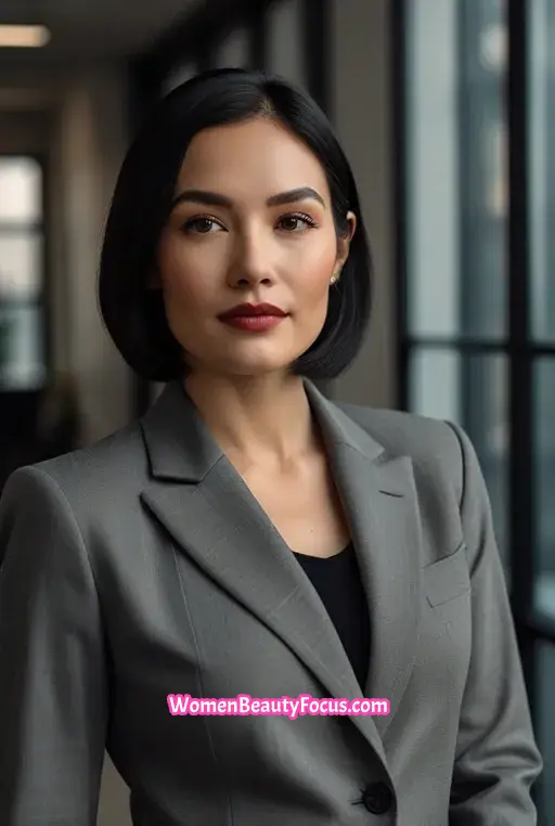 2. Sleek Bob with Side Parting