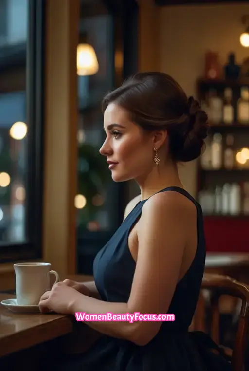 20. Elegant Chignon with Side Swept Fringes