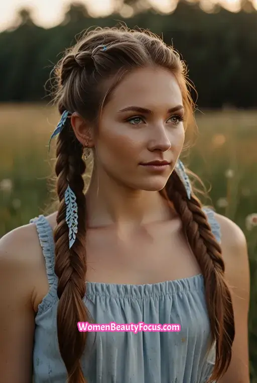 22. Fishtail Braid with Ribbon Accents