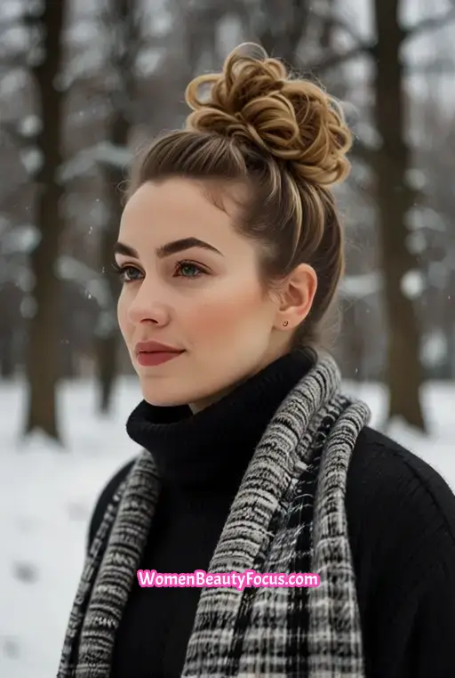 22. High Bun with Defined Curls