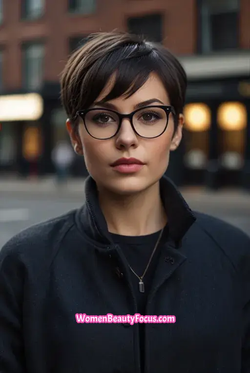 23. Layered Pixie with Side Bangs