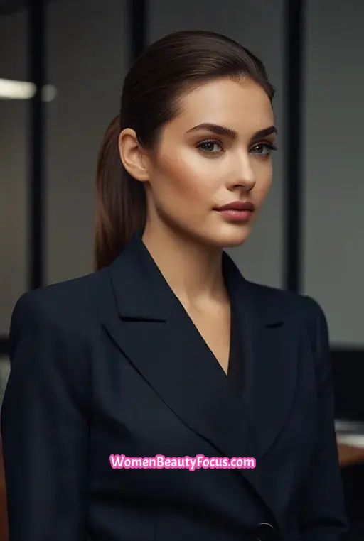 23. Low Ponytail with Sleek Side Part