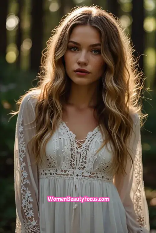 24. Bohemian Waves with Floral Accessories