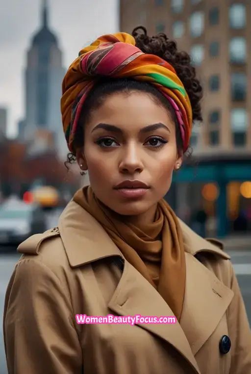 24. Soft Curls with a Headwrap