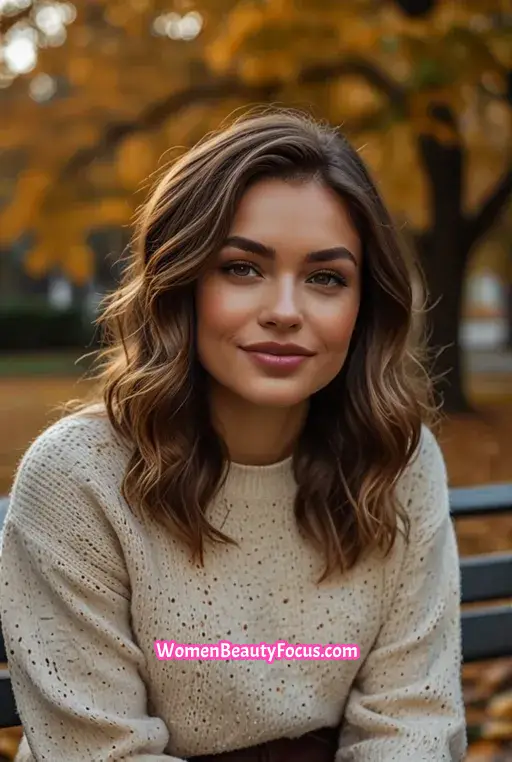 3. Textured Wavy Lob with Balayage Highlights
