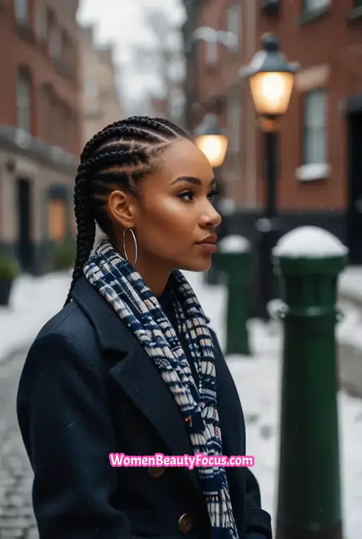 6. Cornrow Braids with Low Ponytail