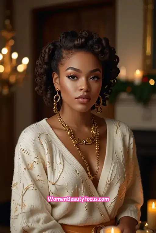 7. Bantu Knots with Gold Cuffs