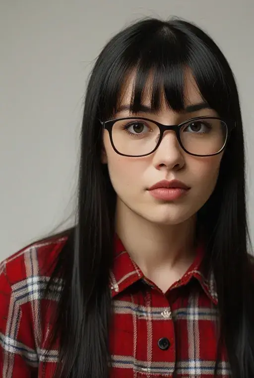 8. Long Straight Hair with Blunt Bangs