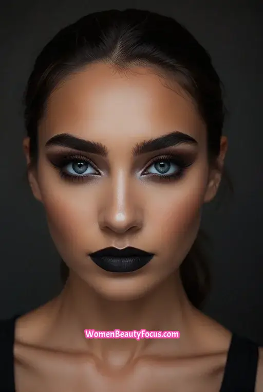1. Bold Black Smokey Eyes with Glossy Lips