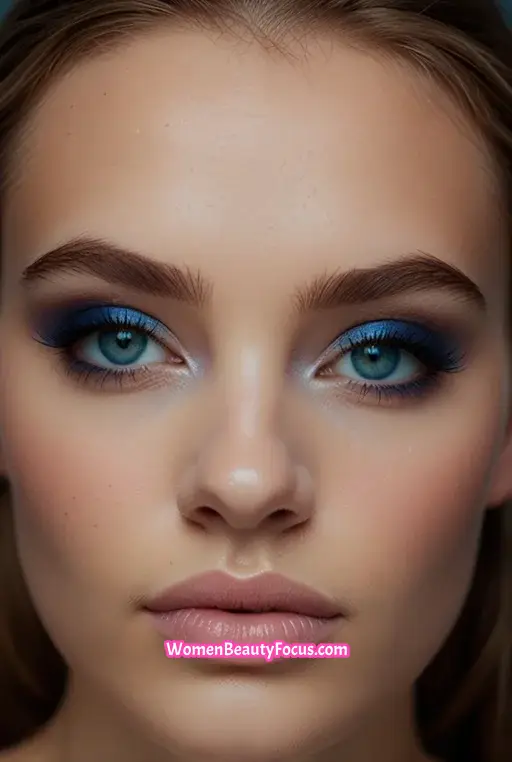 1. Bold Blue Smoky Eyes with Lips