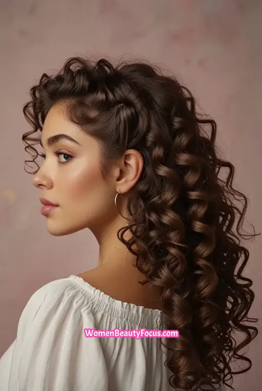 10. Curly Half Up Half Down Style