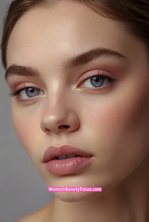 10. Soft Lavender Eyes with Glossy Pink Lips