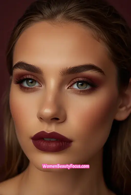 11. Burgundy Smokey Eyes with Matte Brown Lips