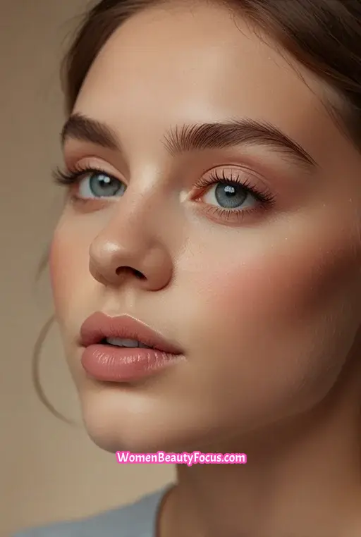 11. Soft Blue Eyeshadow with Rosy Cheeks