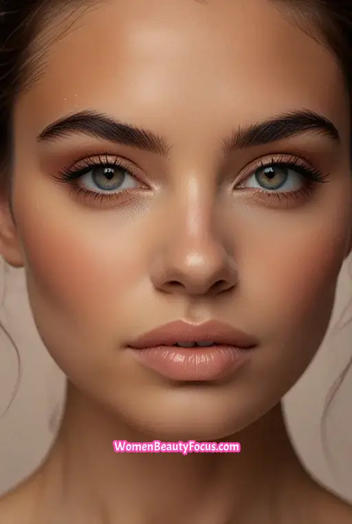 12. Soft Peach Blush with Bold Black Eyeliner