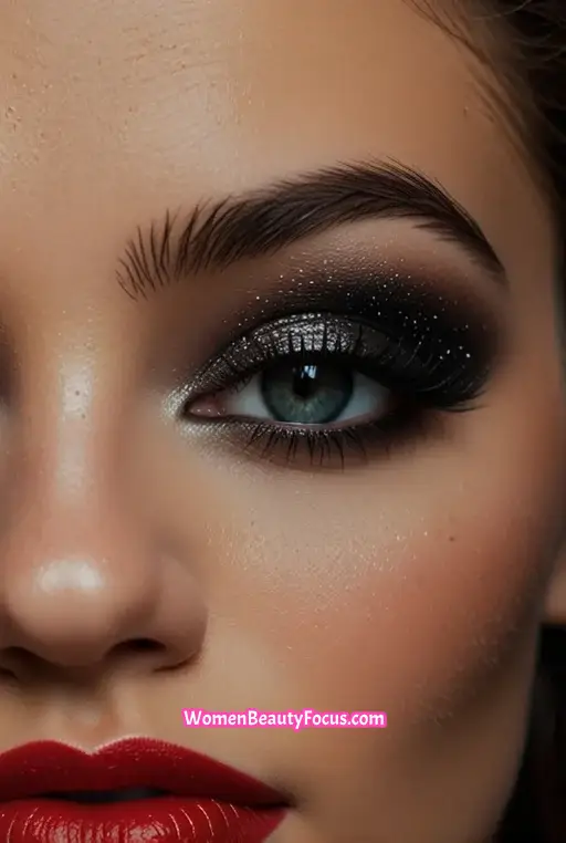 13. Black Smokey Eyeshadow with Silver Glitter