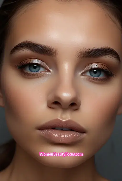 13. Blue Halo Eyes with Soft Brown Lips