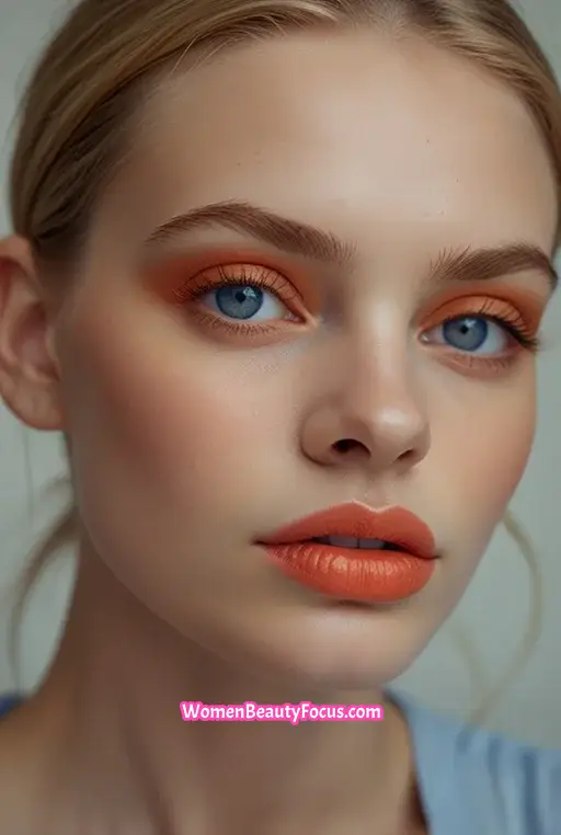 13. Orange and Coral Eyeshadow Blend