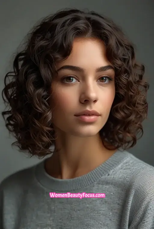 14. Curly Bob with A Line Cut